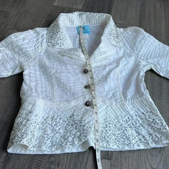 MARCIANO | White and cream vintage sequin light jacket  blazer Y2K - Picture 10 of 10